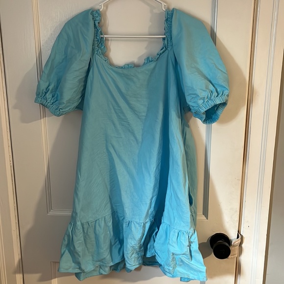 Stoney clover x target blue ruffle mini dress flower buttons - Picture 5 of 6